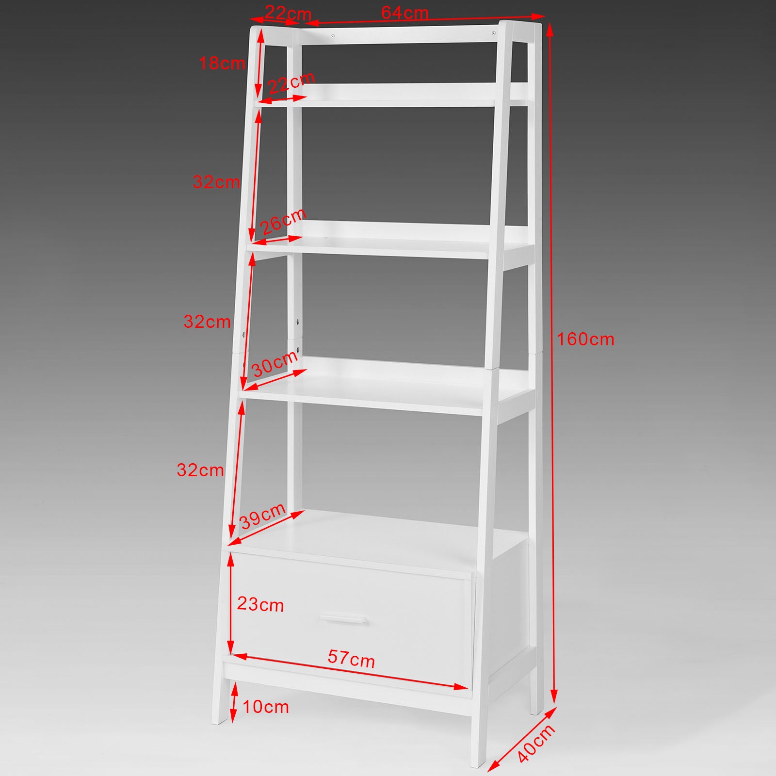SoBuy White Storage Display Shelf Bookcase with Drawer and Shelves,FRG116-W