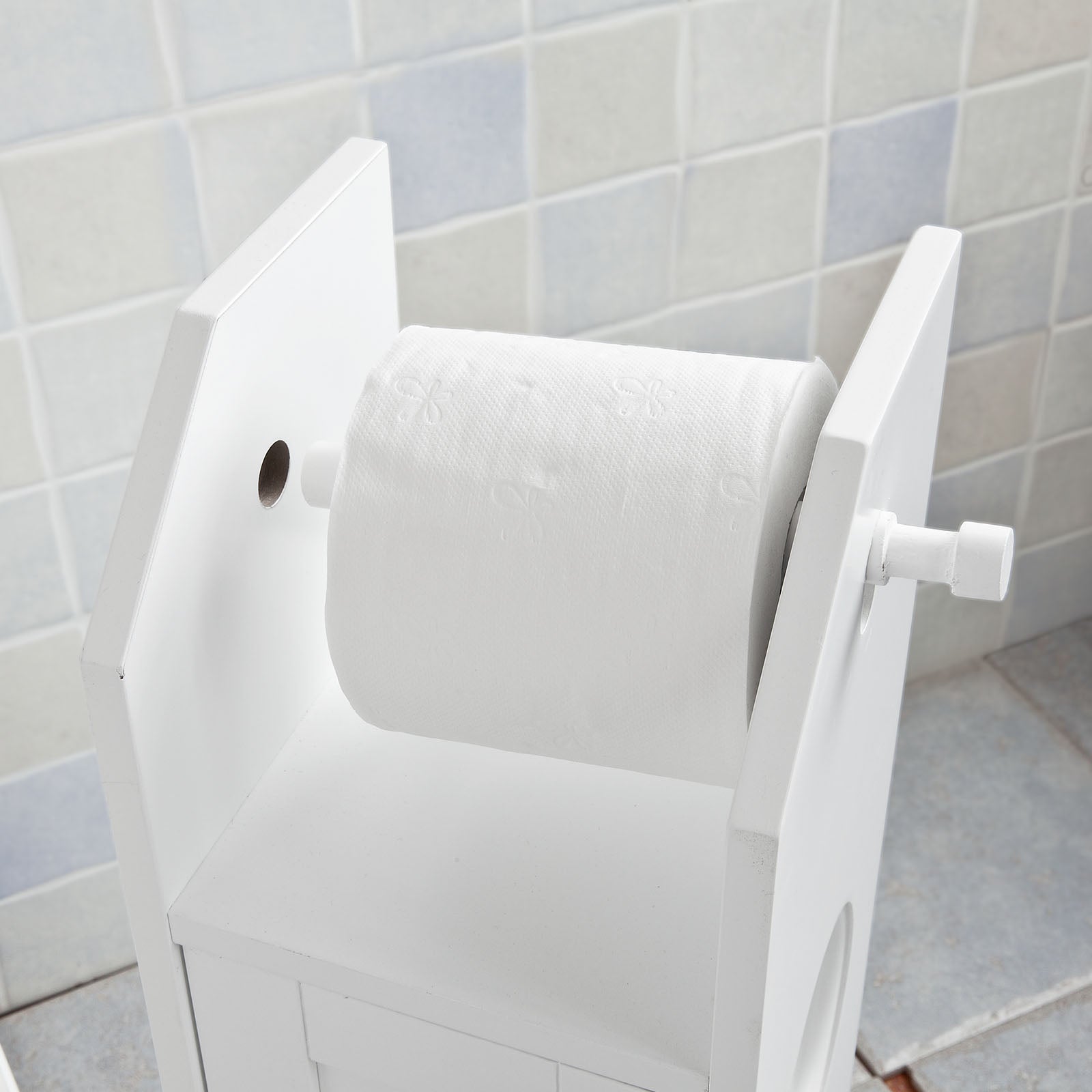 SoBuy Free Standing Wood Bathroom Cabinet,Toilet Paper Roll Holder, FRG135-W