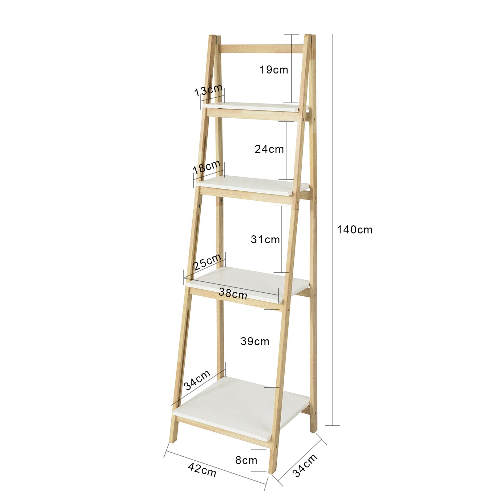 SoBuy 4 Tiers Folding Ladder Wall Shelf,Storage Display Rack Unit, FRG162-N