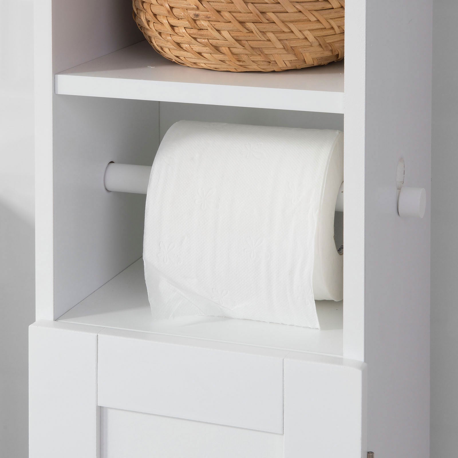 SoBuy Wooden Bathroom Toilet Paper Storage Cabinet FRG177-W