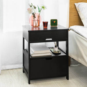 SoBuy Bedside Table with 2 Drawers Black,FRG258-SCH