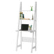 SoBuy White Wooden Storage Display Shelving Ladder Shelf with Desk and 2 Shelves,64x39x180cm,FRG60-W