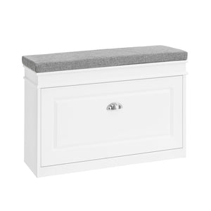 SoBuy FSR82-L-W, Hallway Shoe Bench Shoe Rack Shoe Cabinet with Flip-drawer and Seat Cushion