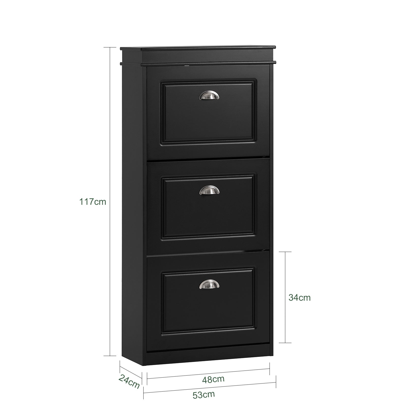 SoBuy FSR94-SCH,3 Drawers Shoe Cabinet Shoe Rack Shoe Storage Cupboard Organizer Unit,Black