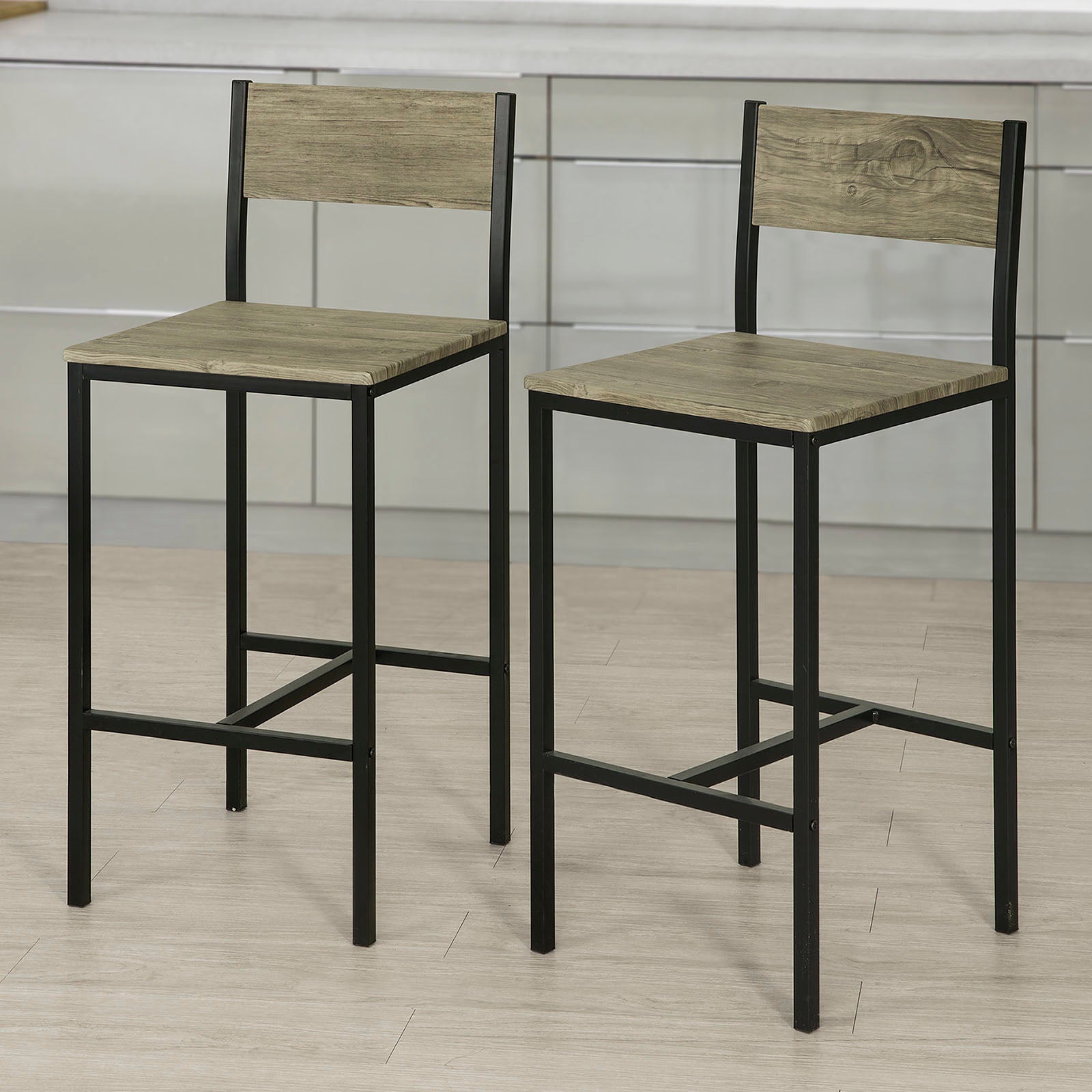 SoBuy Set of 2 High Back Kitchen Breakfast Dining Chairs,FST53x2