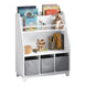 SoBuy KMB34-W, Children Kids Bookcase Book Shelf Toy Shelf Storage Display Shelf Rack Organizer with 3 Fabric Drawers
