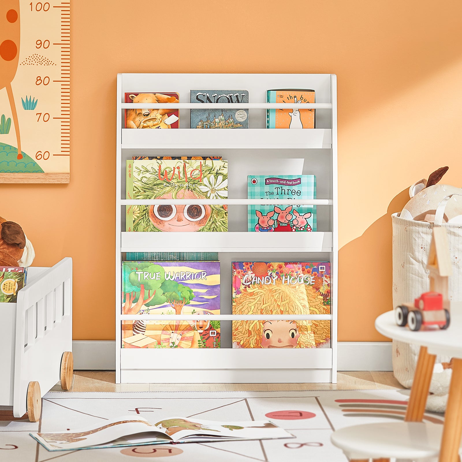 SoBuy KMB45-W, Children Kids Bookcase Book Shelf Toy Shelf Storage Display Shelf Rack Organizer Holder with 3 Shelves