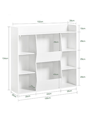 SoBuy KMB55-W,Children Kids Bookcase Book Shelf, Toy Storage Unit Storage Display Shelf Organizer with 8 Storage Compartments