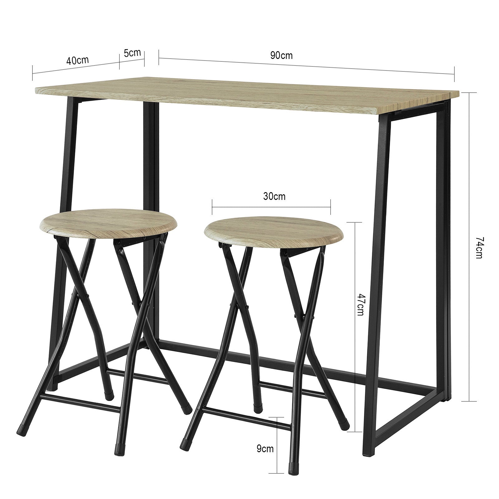 SoBuy OGT18-N, 3 Piece Dining Set,Dining Table with 4Stools,Home Kitchen Breakfast Table,Bar Table Set, Bar Table with 2 Bar Stools,Kitchen Counter with Bar Chairs